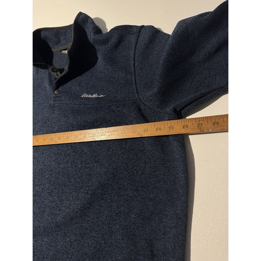 Eddie Bauer Mens XXL‎ Pullover Fleece Sweater 3 Button Mock Neck Blue Heather
